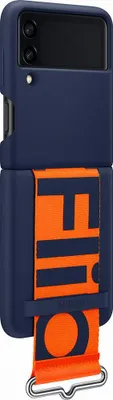 Image de Coque pour Samsung Galaxy Z Flip 3 Silicone Grip avec Lanière Fonction Stand Bleue Samsung