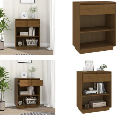 Produktbild von vidaXL Beistellschrank Honigbraun 60x34x75 cm Massivholz Kiefer - Beistellschrank - Beistellschränke - Schrank - Sideboard