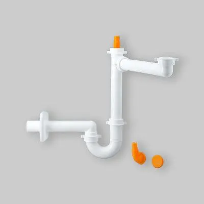Produktbild von Siphon-Ablauf für Waschbecken, platzsparend, Modell "Spazio 1", Ablaufrohr aus PP, Durchmesser 40 mm, Anschluss 1 1/2 Zoll