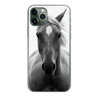 Produktbild von MuchoWow® Handyhülle Schutzhülle Hülle für iPhone 11 Pro Pferd - Tier - Schwarz - Weiß Silikon Softcase Handy Hülle - Handy