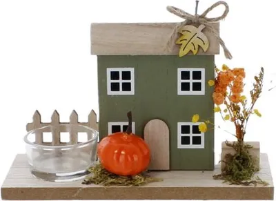 Produktbild von Haus mit Teelichthalter - Holz - ca. 18x7x12,5 cm