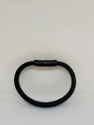 Image de Jumada – Bracelet élégant pour hommes – Acier noir et cuir – 21 cm – Le cadeau idéal pour lui