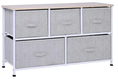 Image de Commode, tiroirs en tissu, structure métallique, gris