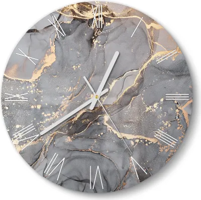 Produktbild von DEQORI Glasuhr Ø30 cm Römisch 'Elegantes Marmormuster' Wanduhr Glas Uhr Design leise