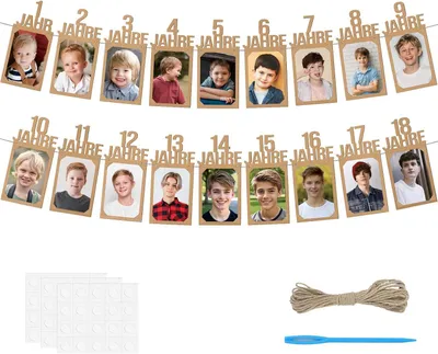 Obrázek produktu pro Dekorace na 18. narozeniny – pro věk 1 až 18 let – fotobannery – milníky – oslavy – girlanda (z kraftpapíru)