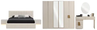 Produktbild von Schlafzimmer Set Velteria creme Optik mit Bett, Schrank, Kommode und Nachttischen