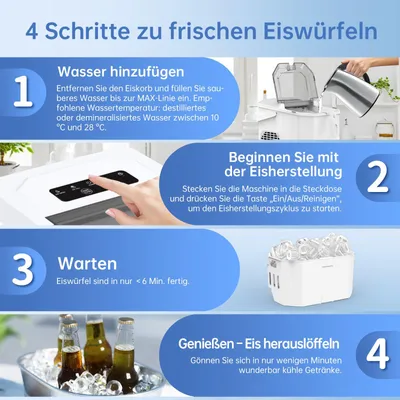 Imagen del producto de Máquina de hacer hielo con capacidad de 12 kg, produce 9 cubitos de hielo en 6 minutos, máquina de hielo compacta para la cocina