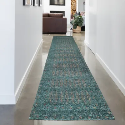 Produktbild von Teppich mit exotischem Flair | orientalisch | petrol gold Größe - 80 x 300 cm