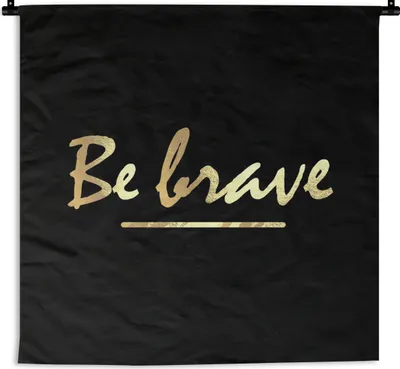 Produktbild von MuchoWow® Wandteppich Wandbehang Zitate - Gold - Schwarz 150x150 cm Tapisserie Dekoration Wandtuch - Wohnaccessoires - Modernes