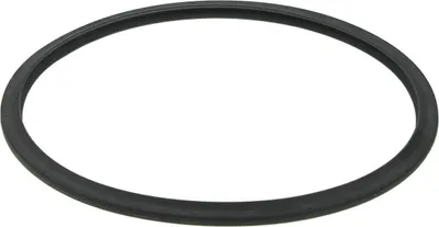 A black rubber gasket is shown against a white background.