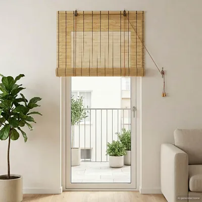 Image de Maison Exclusive - Rideau Rollo Natur, 60 x 220 cm, en roseau