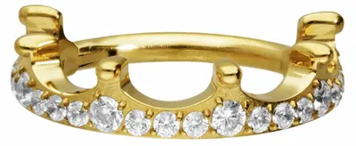 Produktbild von Ohrpiercing, Nasenpiercing, Septum Piercing Titan Segmentring Clicker KRISTALLKRONE Gold Innendurchmesser: 10 mm