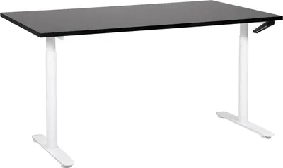 Produktbild von BELIANI Schreibtisch Schwarz/Weiß Melamin 160x72 cm Manuell Höhenverstellbar Rechteckig mit Kurbel Rundes Metallgestell Modern Büro Steh-Sitz-Tisch