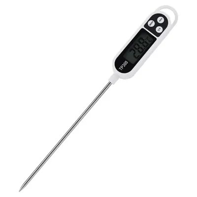 Immagine prodotto di Termometro digitale per alimenti FoodMeter, termometro da cucina per carne, olio e cottura al forno, display LCD, sonda in acciaio inossidabile da -50 a 300 °C - FoodMeter