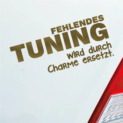 Produktbild von Auto Aufkleber Fehlendes tuning wird durch Charme ersetzt Alt 15x6,5 cm Gold Sticker Heckscheibenaufkleber