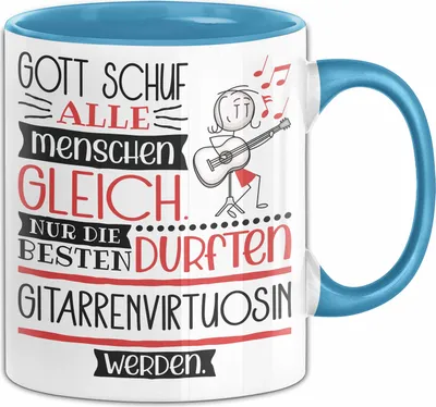 Produktbild von Gitarrenvirtuosin Geschenk Becher Tasse Gott Schuf Alle Menschen Gleich Nur Die Besten Durfeten Gitarrenvirtuosin Werden Geschenkidee Lustig (Blau)