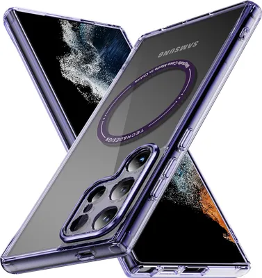 Immagine prodotto di Custodia magnetica trasparente per Samsung Galaxy S25 Ultra, compatibile con MagSafe, custodia protettiva ibrida antiurto Viola