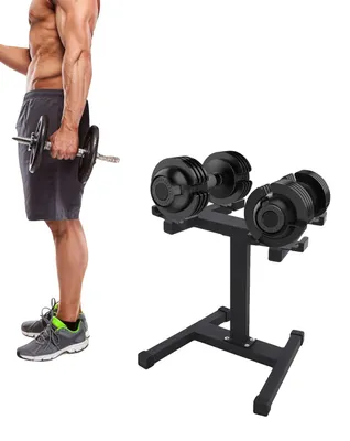 Obrázek produktu pro Stojan na činky, nosnost 136 kg, volně stojící, ocelová konstrukce, výška 67 cm, šířka základny 65 cm