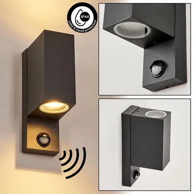 Produktbild von Tabiano Außenwandlampe mit Bewegungsmelder aus Aluguss/Glas in Anthrazit/Klar