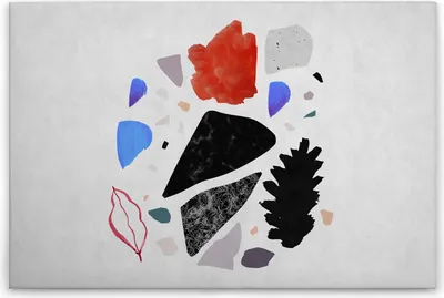 Produktbild von Leinwandbild Abstrakt 60 x 90 cm - Wandbild Grau Schwarz Geometrisch - Keilrahmen Wohnzimmerdeko Wanddeko Wandgemälde