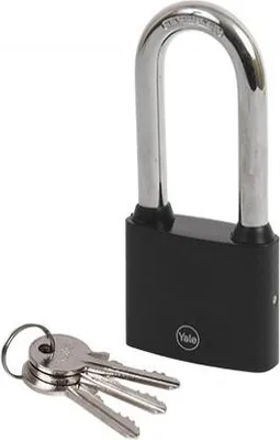 Produktbild von YALE Y111B/60/172/1/B Vorhängeschloss mit Riegelbügel aus Gusseisen, schwarz, 60 mm, mit langem Bügelkasten