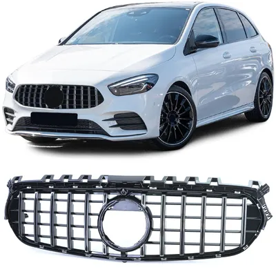 Sport Kühlergrill Schwarz Glanz Chrom Streben für Mercedes B Klasse W247 2018 – Produktansicht