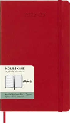Obrázek produktu pro Moleskine 18měsíční týdenní diář 2026/2027, L/A5, 1 týden = 1 strana, pravá strana linkovaná, pevná vazba, šarlatově červená