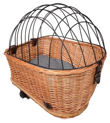 Produktbild von Hundekorb für Fahrräder - Rattankorb für Gepäckträger - 47x29x34cm