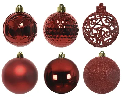 Immagine prodotto di Ornamenti natalizi in plastica 6cm set di 37 - Natale rosso