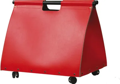 Produktbild von Holzkorb, Kaminkorb, Holzaufbewahrung - regeneriertes Leder rot- mit Rollen