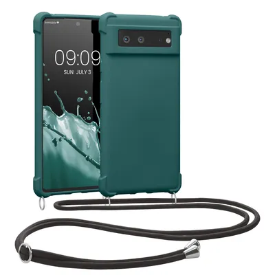 Produktbild von kwmobile Necklace Case kompatibel mit Google Pixel 6 Hülle - Cover mit Kordel zum Umhängen - Silikon Schutzhülle Petrol