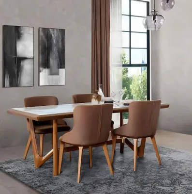 Obrázek produktu pro jídelní set jídelní stůl židle stoly židle dřevo design 5 ks