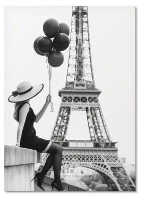 Produktbild von POSTER - 59x84 cm (A1) - Between - Frau mit Ballonturm Eleganz - Wandbild für Wohnzimmer Schlafzimmer & Flur, Modernes Poster Wanddeko, Ungerahmt