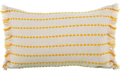 Rechteckiges Kissen aus Baumwolle, Creme/Gelb, 50x10x30 cm