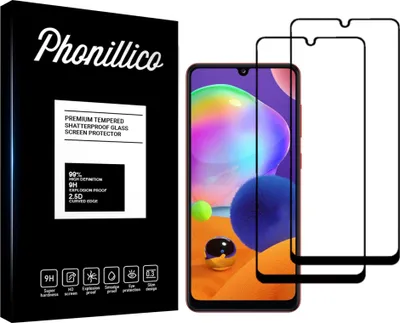 Produktbild von Hartglas für Samsung Galaxy A31 [2 Stück] Displayschutzfolie Screen Protector mit schwarzem Rand Film Anti-Kratzer Glas Resistant Phonillico®