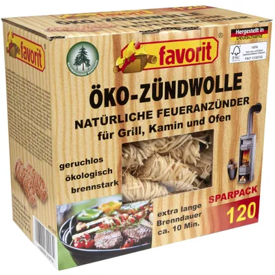 Obrázek produktu pro Favorit Feueranzünder (Holzwolle & Wachs), 120 Stück ° äkologische Anzünder 1217