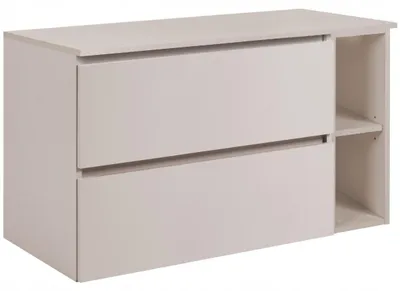 Produktbild von Rodan Waschbeckenunterschrank 100cm - Kaschmir Matt - mit Platte & Regal - Hängend - SIMPLE
