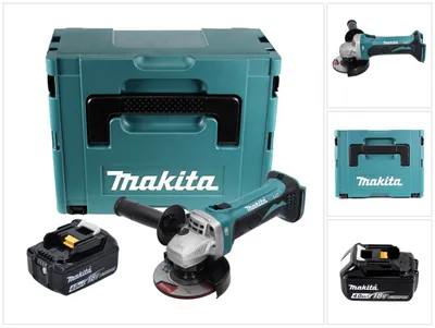 Image de Makita DGA 452 M1J 18 V Meuleuse sans fil Ø 115 mm + Boîtier MAKPAC + 1x Batterie 4,0 Ah - sans Chargeur