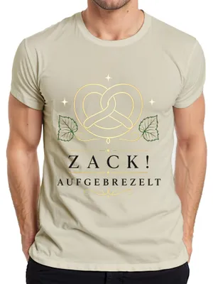 Imagen del producto de Zack Aufgebrezelt: Camiseta para hombre con motivos de Brezel, Baviera, , traje tradicional, pantalones de cuero. Talla S