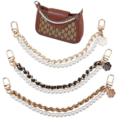 3er-Set Perlenketten für Taschen mit Blumenanhänger, 265 mm
