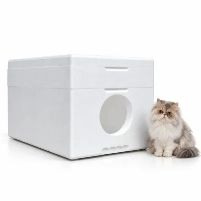 Zdjęcie produktu dla QLS Odporny na warunki atmosferyczne styropianowy domek dla kota - izolowana budka 58x38 cm 11085