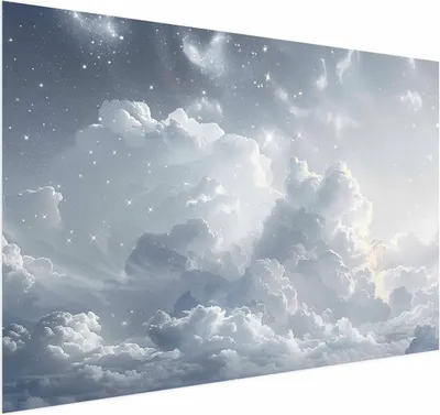 Produktbild von Posterpapier Poster - Astral Calm: Stars Scattered Over Delicate Clouds 90x60 cm Muster b-H-10060-ao-a