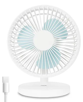 Zdjęcie produktu dla Wentylator biurkowy USB - Biały - 3 prędkości - 22 cm - Przenośny - Cichy