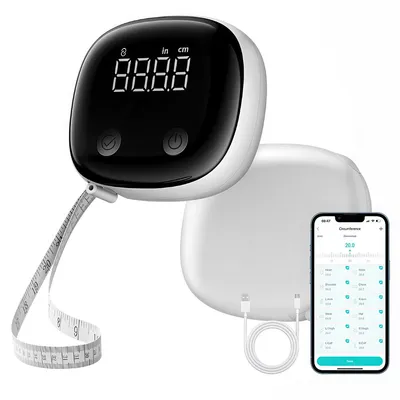 Produktbild von Smart Maßband mit Bluetooth App, digitales Körpermaß 150cm, LCD Anzeige, USB Akku, ideal für Fitness Tracking & Körperform Analyse
