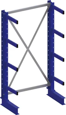 Produktbild von KR GR IPE140 einseitig 3000 x 1000 x 800 RAL 5010 kpl. mit 5 Kragarmen je Ständer System mittel Achs