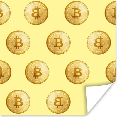 Produktbild von MuchoWow® Poster Bitcoin - Gold - Muster - Gelb 100x100 cm - Babyzimmer