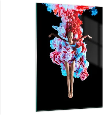 Produktbild von Bilder auf glas - Einteilig - Mädchen bunt Rauch - 80x120cm - Glasbilder - Wandbilder - Bilder - zum Aufhängen bereit - Wanddekoration aus Glas - Glas Bilder - Wandbild auf Glas - GPA80x120-4505