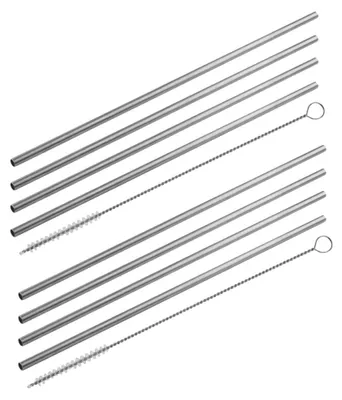 Image de Lot de 8 pailles en inox avec 2 goupillons de nettoyage 24 cm Fackelmann Bar Concept