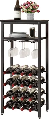 Imagen del producto de Soporte para botellas Bodenwein, estante para vinos con soporte para botellas, color , modelo TMJ907B | Soporte para 16 botellas de vino, estante para vinos, ideal para minibar, portabotellas