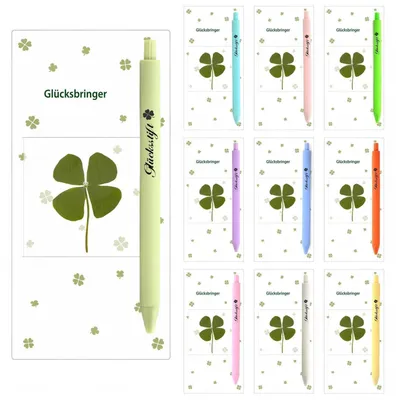 Productafbeelding van Glücksstift balpen set, 10 stuks met klavertje voor collega's